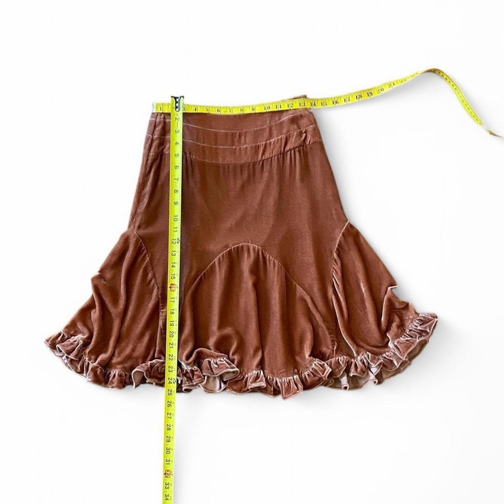 Odille by Anthropologie Velvet Ruffle Midi Skirt - Picture 2 of 8